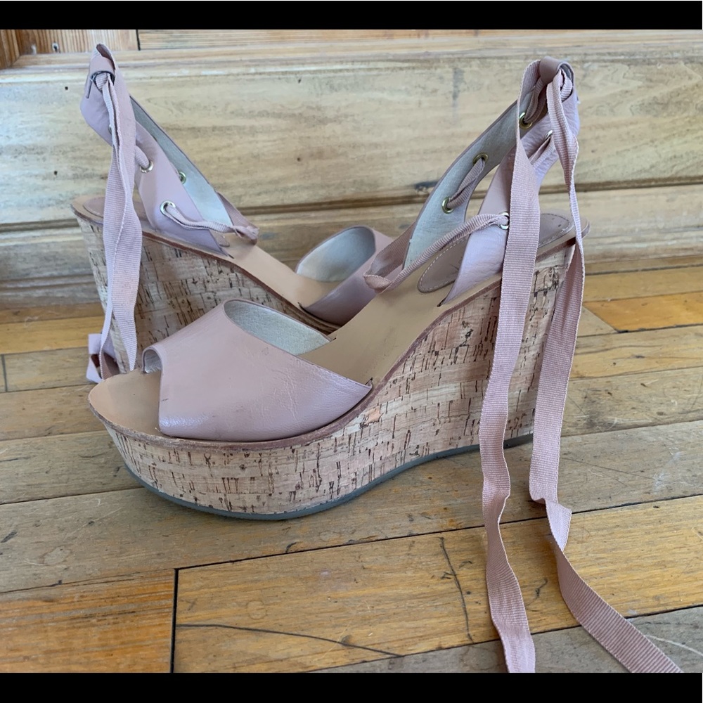 Top shop lace up cork wedges size 8.5